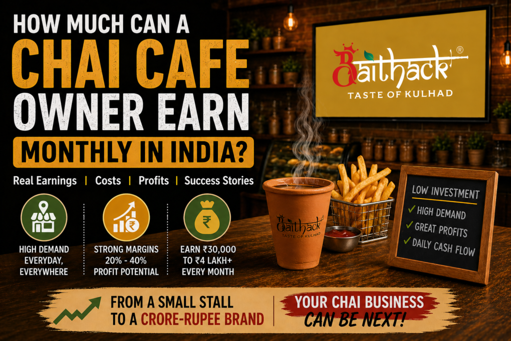 Chai cafe image highlighting Chai Cafe Owner Earn Monthly, high demand, and strong growth potential in India.
